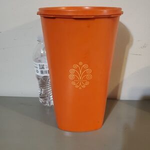 Vintage Tupperware Tall Orange Container Fall